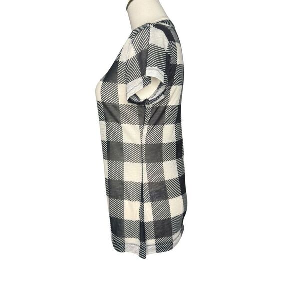 Rag & Bone Women’s Small Checkered Plaid T-Shirt Black & White Sheer - Picture 3 of 6
